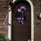 Halloween Lighted Wreath – Gothic Cat & Moon Design with Greenery and Wildflowers, 11.8x11" Porch, Wall, Indoor & Outdoor Decor (Purple, 16")